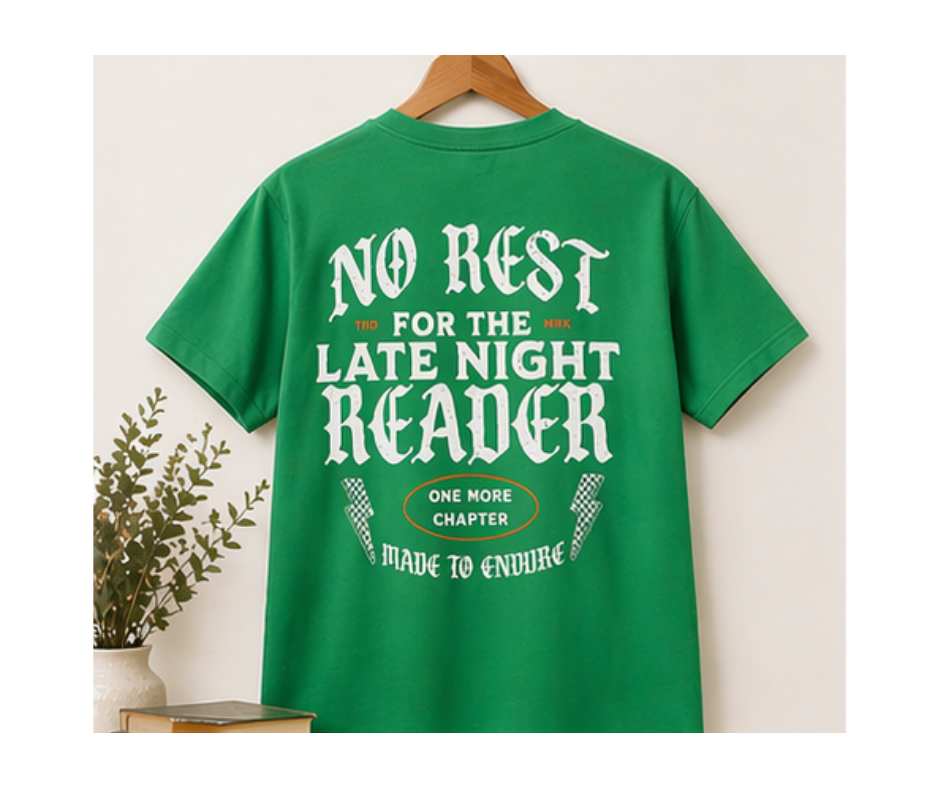 Green "No Rest for the Reader" T-Shirt