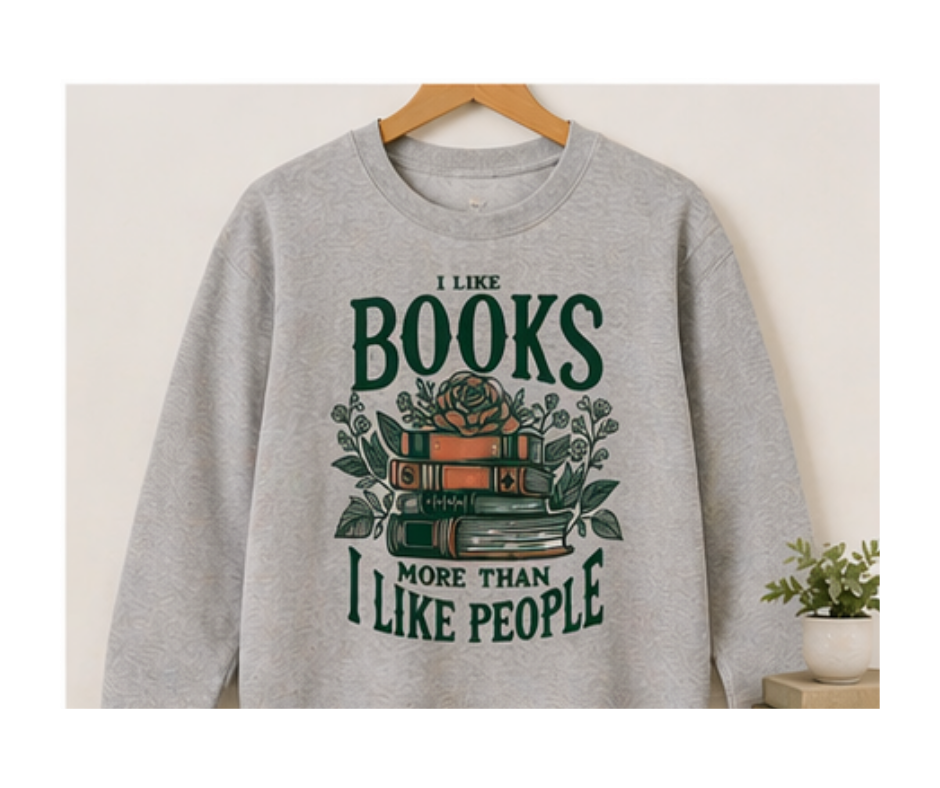 Grey  "I Like Books" Sweatshirt